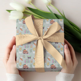 Papel De Regalo Bunniks con zanahorias y chichas de Pascua