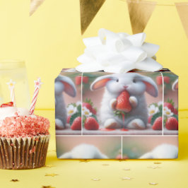 Papel De Regalo Bunny blanco con fresa jugosa