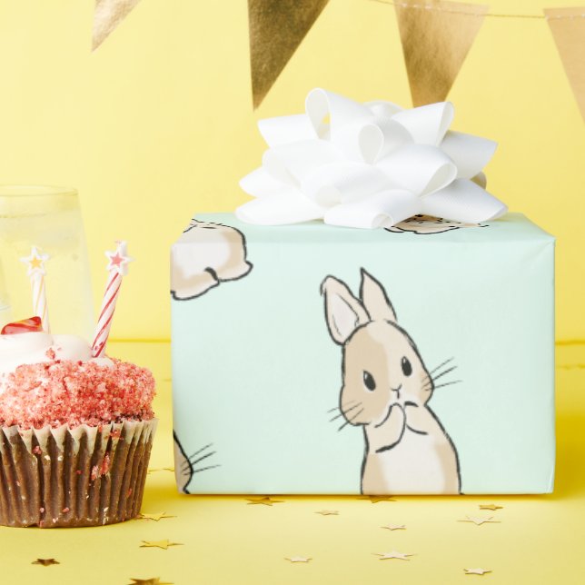Papel De Regalo Bunny cleaning paws (Fiesta de cumpleaños )