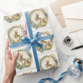 Papel De Regalo Bunny de primavera en Wreath