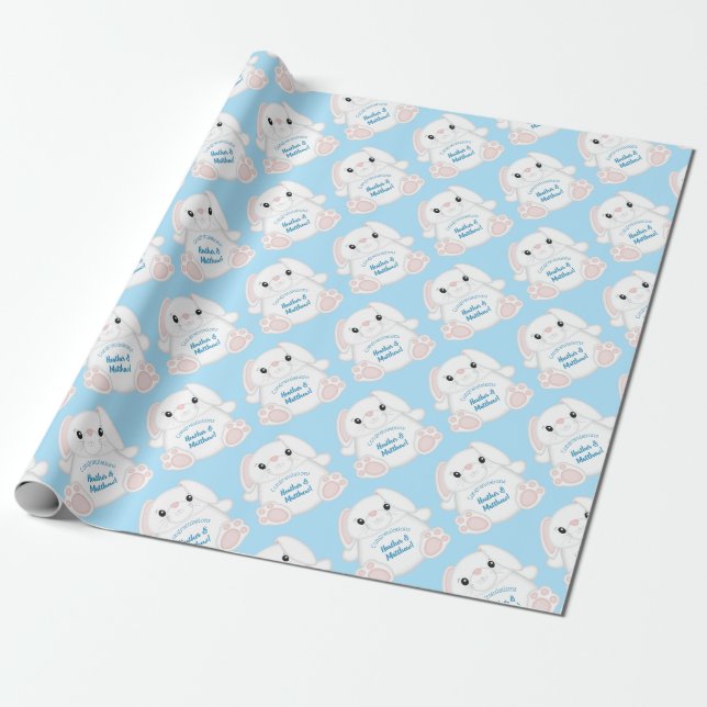 Papel De Regalo Bunny Rabbit Baby Shower Woodland (Desenrollado)
