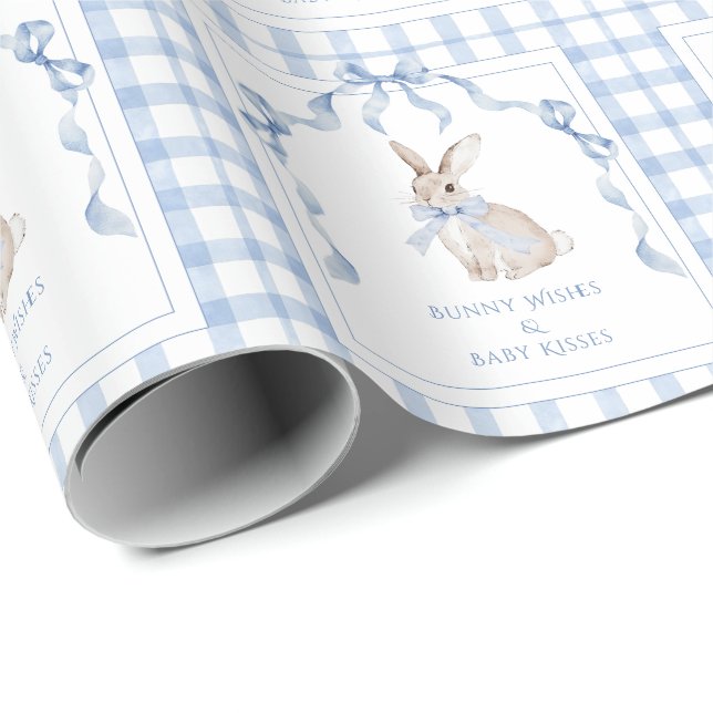 Papel De Regalo Bunny Wishes & Baby Kisses Baby Shower (Esquina del rollo)