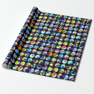 Papel De Regalo Bunte Kreise auf schwarzem Hintergrund