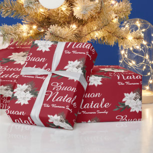 Papel De Regalo Buon Natale italiano Feliz Navidad Rojo