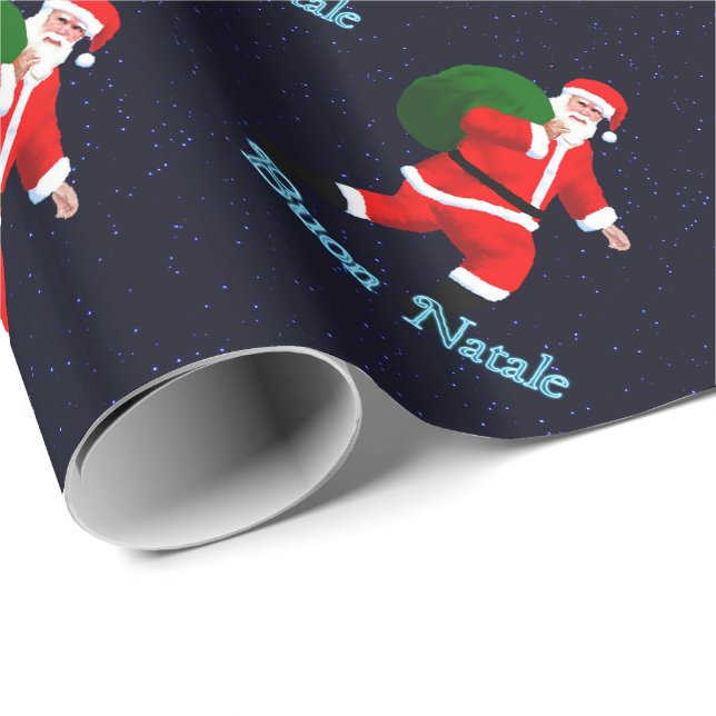 Papel De Regalo Buon Natale - Santa Claus (Esquina del rollo)