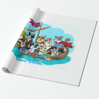 Papel De Regalo Buque viking lleno de Corgis