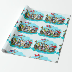 Papel De Regalo Buque viking lleno de Corgis