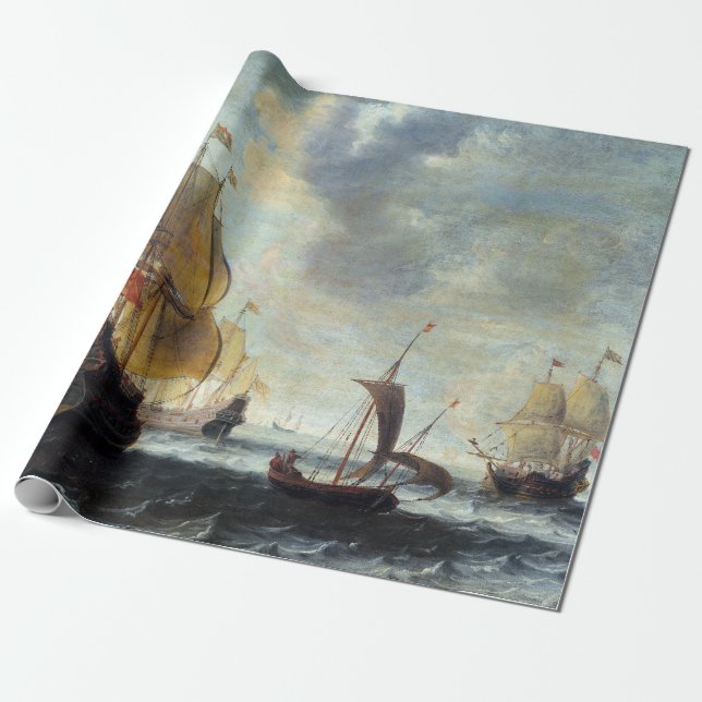 Papel De Regalo Buques holandeses en una animada brisa (Desenrollado)