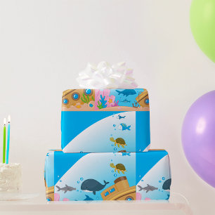 Papel De Regalo Buques Y Peces Desmoronados