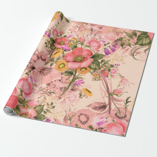 Papel De Regalo Buquets de estilo rococó sin foco. Hermosa bouque (Desenrollado)