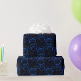 Papel De Regalo Burbujas azules en negro