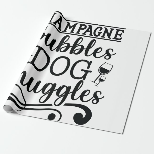 Papel De Regalo Burbujas de champán y garrapatas de perro (Desenrollado)