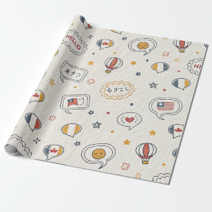Papel De Regalo Burbujas de discurso de hola juguetonas Patrón con