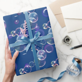 Papel De Regalo Burbujas De Jabón En Azul