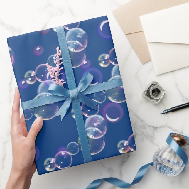 Papel De Regalo Burbujas De Jabón En Azul (Regalar)
