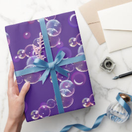 Papel De Regalo Burbujas De Jabón En Púrpura