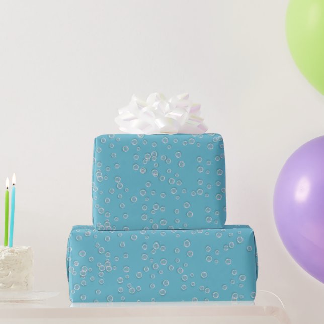Papel De Regalo Burbujas En Aqua Blue (Regalos de fiesta)