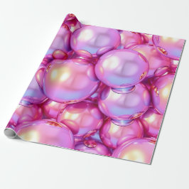 Papel De Regalo Burbujas Iridescentes Rosa Brillante Patrón 3D par
