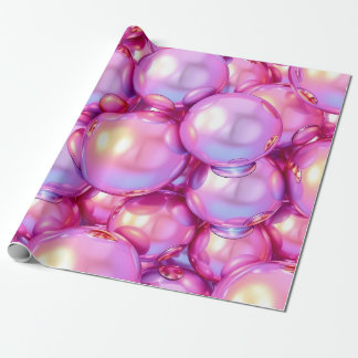 Papel De Regalo Burbujas Iridescentes Rosa Brillante Patrón 3D par