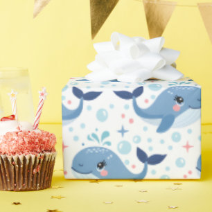 Papel De Regalo Burbujas y Aletas Cumpleaños Infantil de Ballena