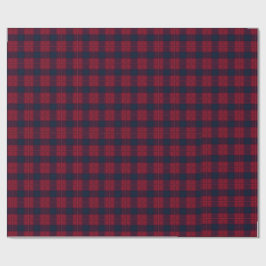 Papel De Regalo Burgundy and Blue Plaid Holiday Wrapping Paper
