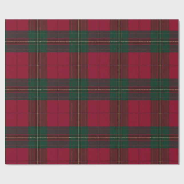 Papel De Regalo Burgundy and Green Plaid Tartan Wrapping Paper (Superficie plana)