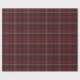 Papel De Regalo Burgundy and Tan Plaid Tartan Wrapping Paper 