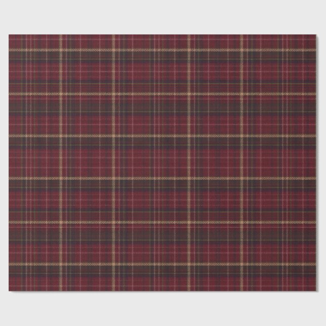 Papel De Regalo Burgundy and Tan Plaid Tartan Wrapping Paper  (Superficie plana)