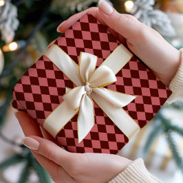 Papel De Regalo Burgundy Argyle Wrapping Paper