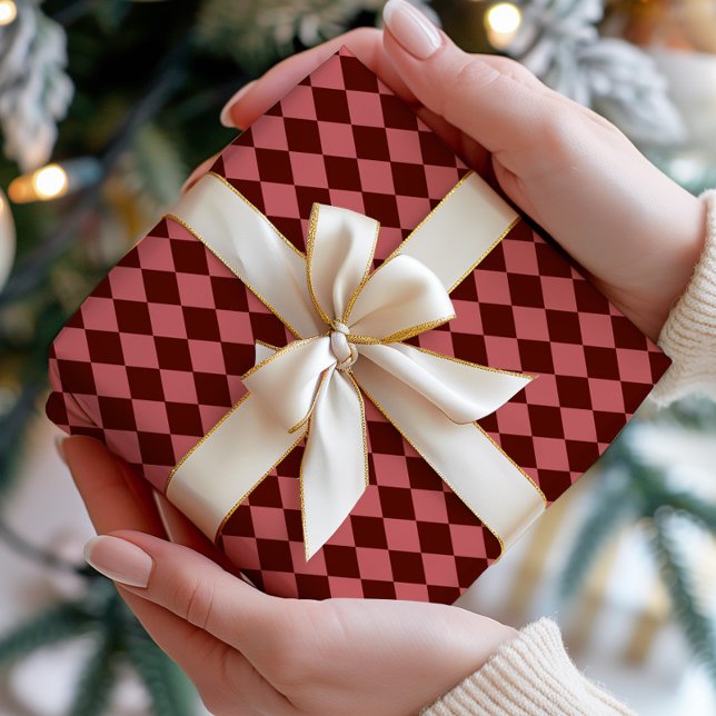 Papel De Regalo Burgundy Argyle Wrapping Paper (Subido por el creador)