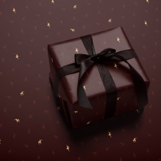 Papel De Regalo Burgundy ballerina and reindeer wrapping paper