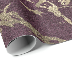 Papel De Regalo Burgundy Beetroot Foxier Gold Marble Shiny Glam