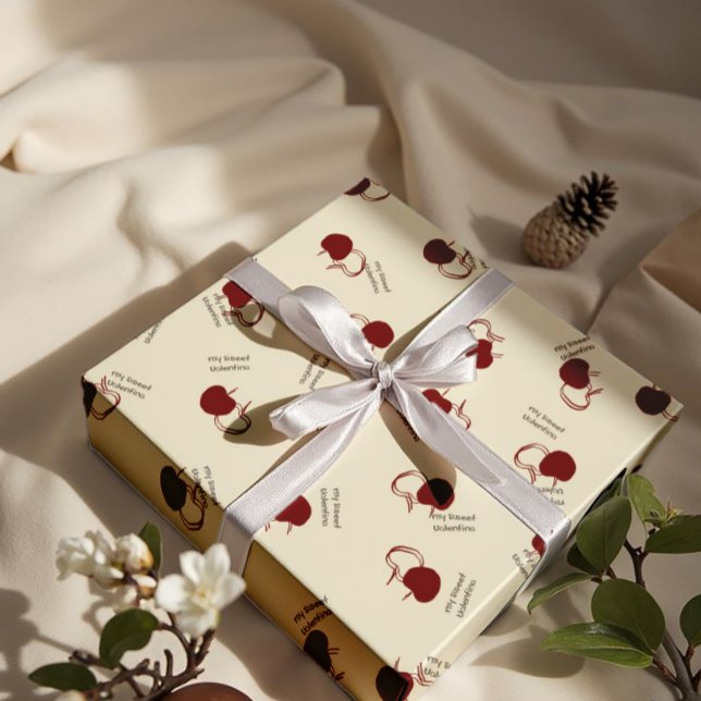Papel De Regalo Burgundy Cherries & Sweet Script – Valentine (Subido por el creador)