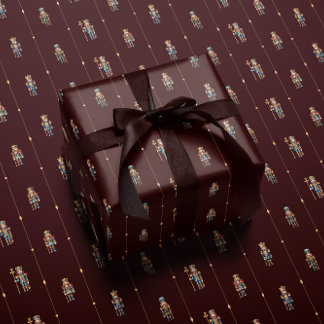 Papel De Regalo Burgundy classic nutcracker wrapping paper
