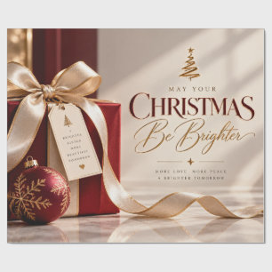 Papel De Regalo Burgundy Dorado Navidad Más Brillante