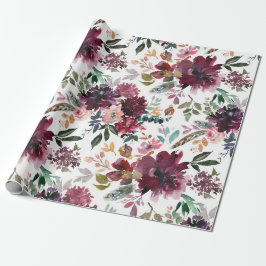 Papel De Regalo Burgundy Floral