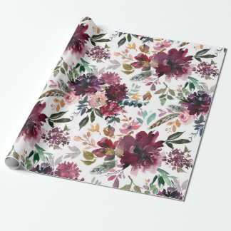 Papel De Regalo Burgundy Floral