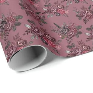 Papel De Regalo Burgundy Floral Bouquet en Smyrna Purple