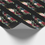 Papel De Regalo Burgundy Floral Elegante Bonito acuarela<br><div class="desc">Bonito elegante,  color burdeos floral fondo negro para muchas ocasiones. Así que bonito.</div>