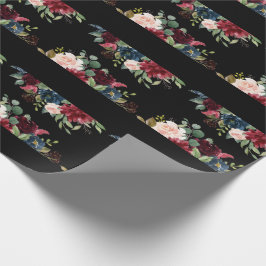 Papel De Regalo Burgundy Floral Elegante Bonito acuarela