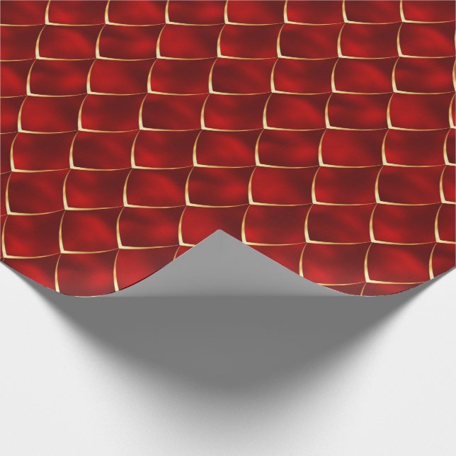 Papel De Regalo Burgundy Gold Pearl Mermaid Dragon Scales (Esquina)