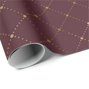 Papel De Regalo Burgundy Maroon Crystals Grill Geometry Glam