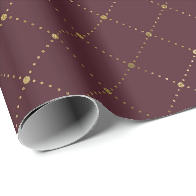 Papel De Regalo Burgundy Maroon Crystals Grill Geometry Glam (Esquina del rollo)