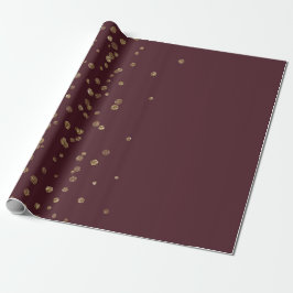 Papel De Regalo Burgundy Maroon Gold Stripes Crystals Confetti