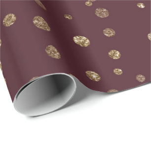 Papel De Regalo Burgundy Maroon Gold Stripes Crystals Confetti