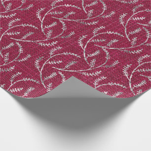 Papel De Regalo Burgundy Maroon Linen Silver Sparkly Laurel