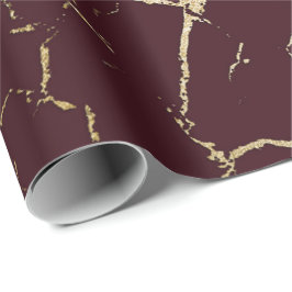 Papel De Regalo Burgundy Maroon Red Gold Resumen Marble Urban