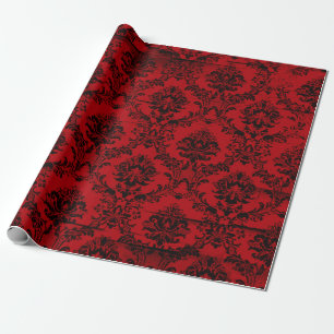 Papel De Regalo Burgundy Rojo de Navidad Damasco
