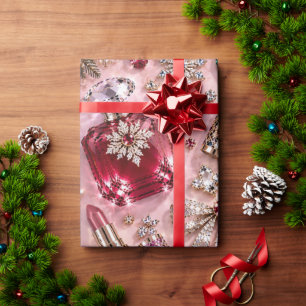 Papel De Regalo Burgundy Rosa Rubor Joya Navidad