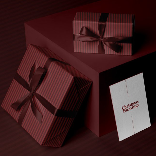 Papel De Regalo Burgundy Stripe Wrapping Paper (Subido por el creador)
